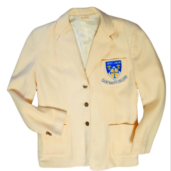❤️ Saint Mary's College Vintage DONNA DUNCAN Women's Preppy Yellow Blazer - Picture 1 of 8